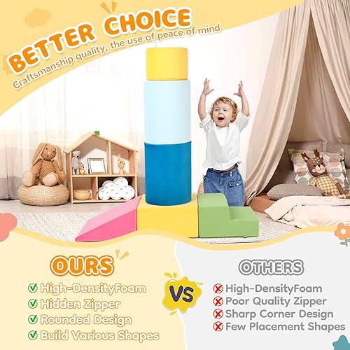 Miniatura 7 de Juguetes de escalada para niños pequeños, 7 piezas de bloques de escalada de espuma colorida, escalada suave para niños pequeños, juego modular de