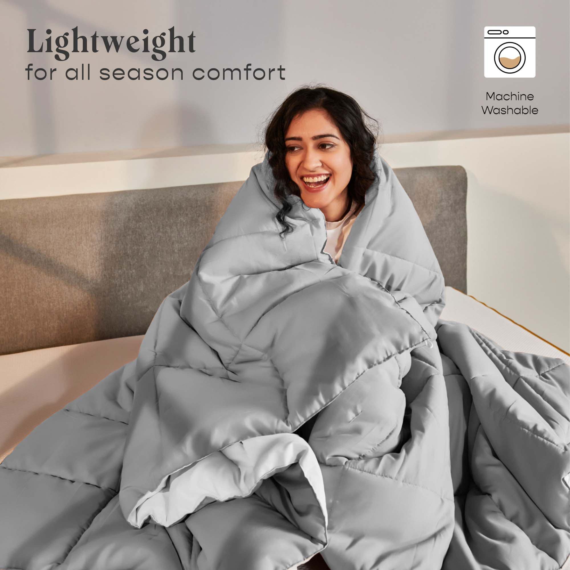 SleepyCat Luxurious All Season Reversible Comforter-Hotel Like Feel with Down Alternative Lightweight Microfiber Fill,Double Size 90X100 Inches(200 GSM,Rhino Grey and Coconut White) 1