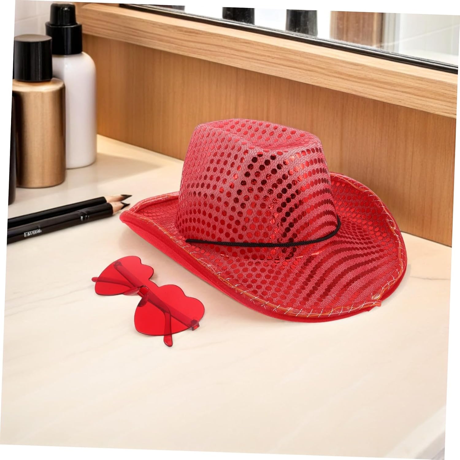 Red Sequin Cowboy Hat for Girls and Women Christmas Xmas