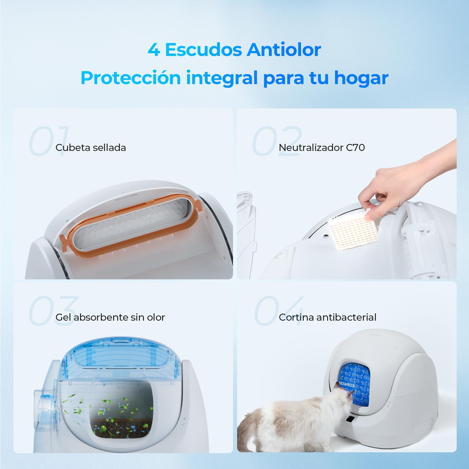 Catlink Baymax-Lite arenero autolimpiable, con monitoreo de Salud para Gatos, Compatible con Control Remoto Mediante App, Ofrece 4 Modos de Limpieza y es Adecuado para Gatos de 1.5 a 10 kg
