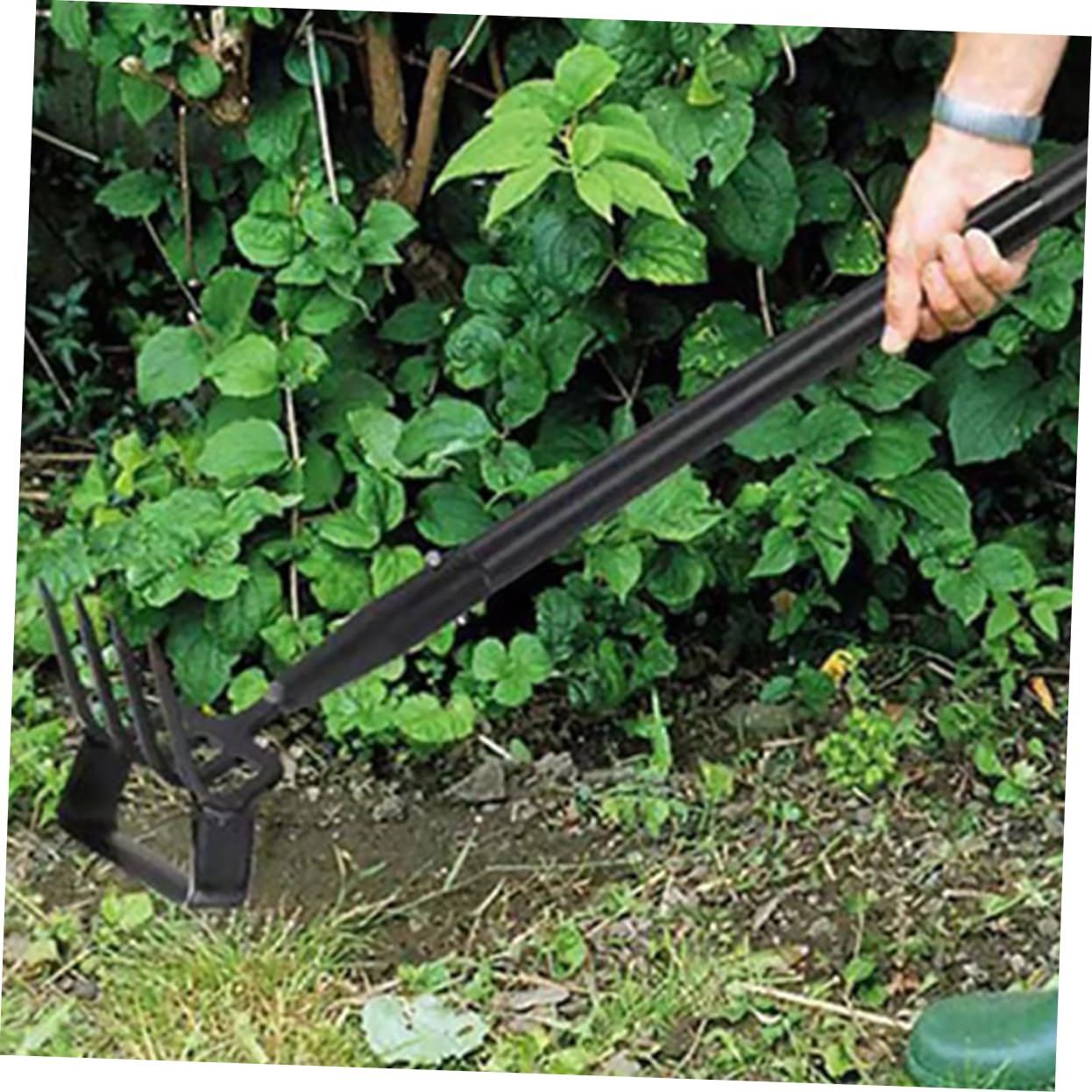 DOITOOL Rastrillo de Mano Multiusos para Jardín y Huerto, Azada de Estribo 3 Secciones 1,2 M Acero Inoxidable Resistente para Eliminar Malas Hierbas y Aflojar Tierra