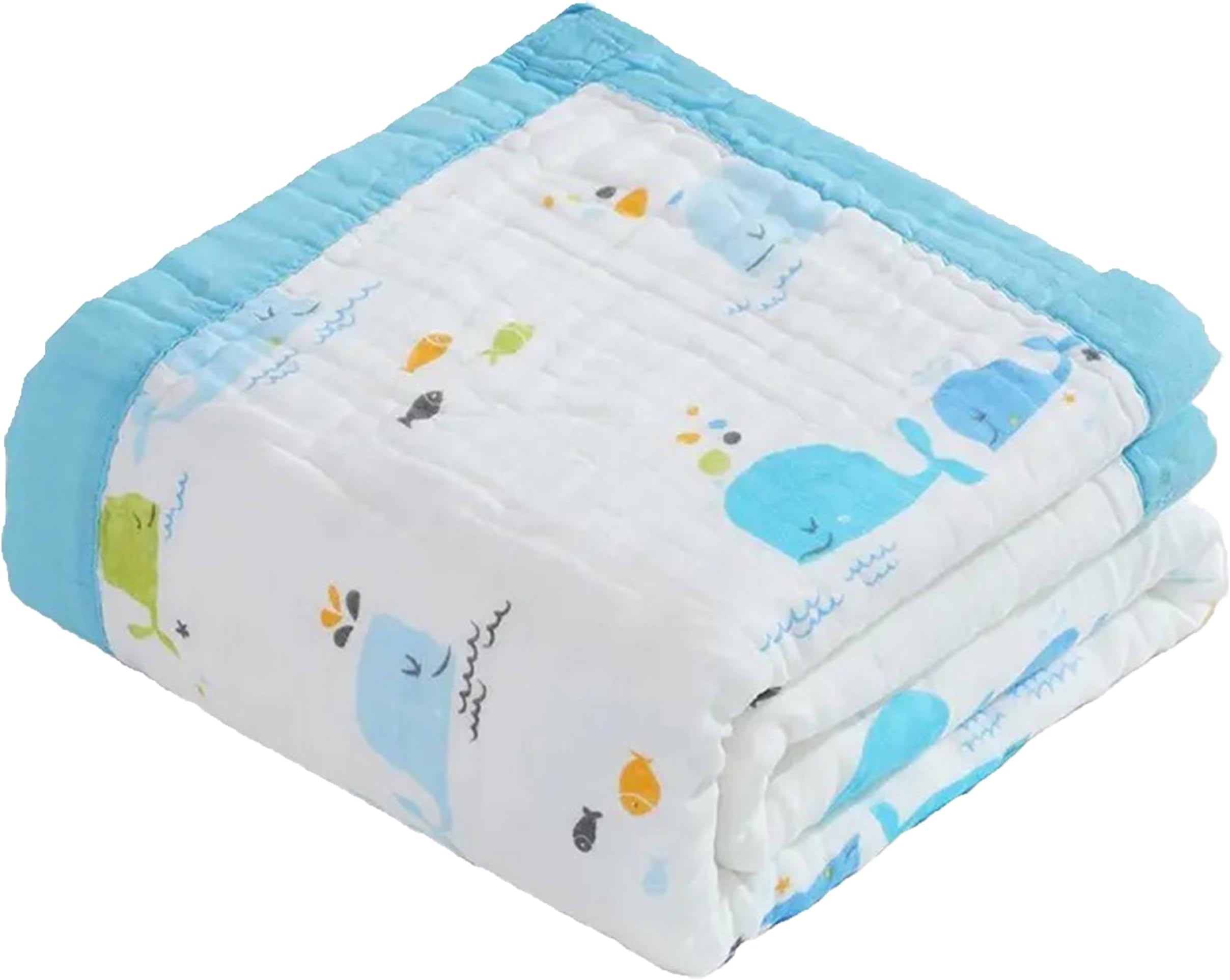 Blue Dog, 6-Layer Muslin Baby Blanket - Soft Cotton Bedding for Infants and Toddlers, 110x110cm