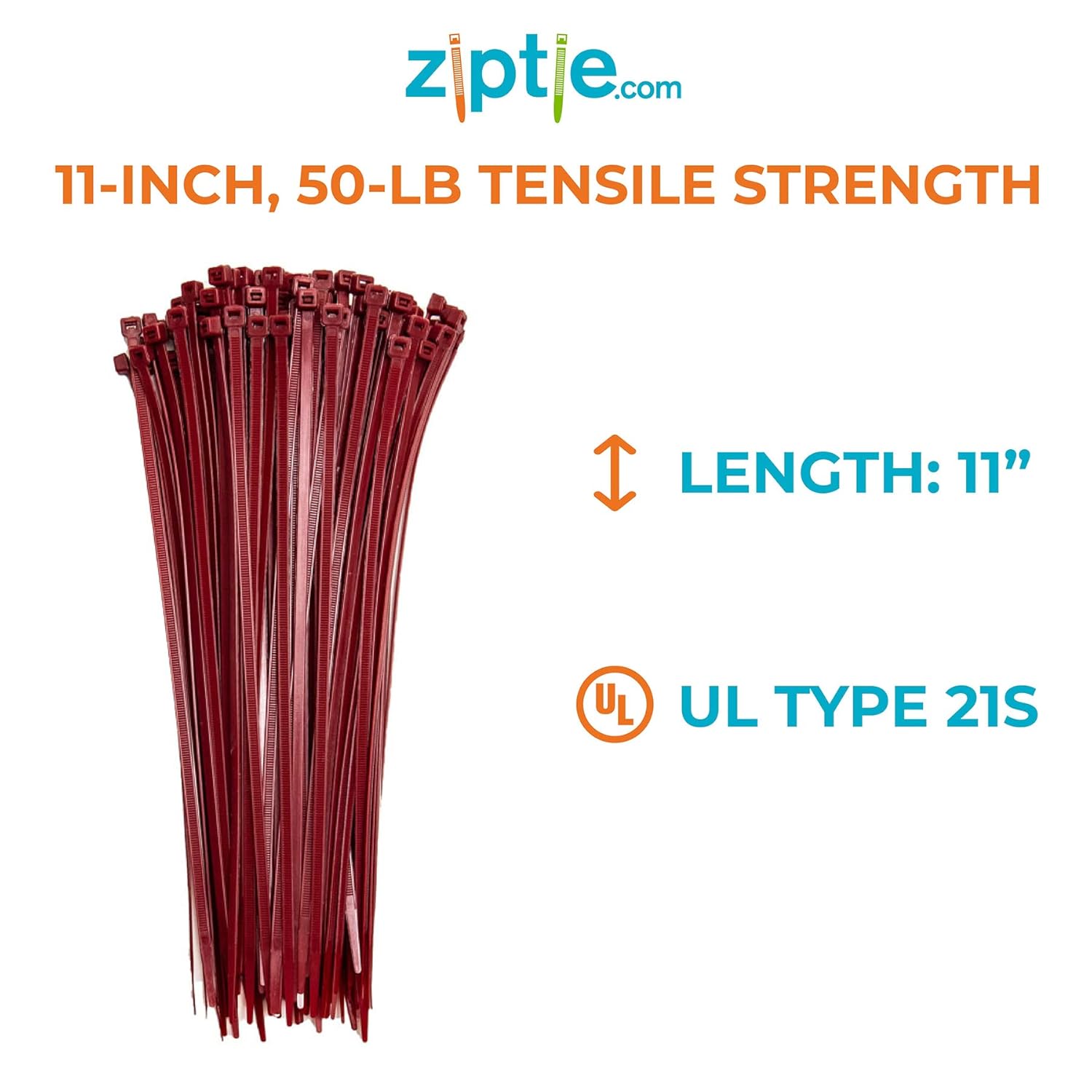 11-inch Plenum Multi-Purpose Cable Tie, 50-lb Tensile Strength, UL 21S Listed, 100-Pack