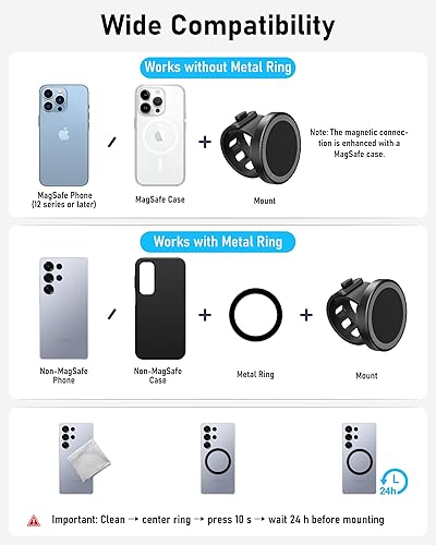 Miniatura 6 de Soporte para teléfono para cochecito, compatible con MagSafe, soporte magnético para manubrio, 17 imanes fuertes N52, se adapta a cintas de correr,