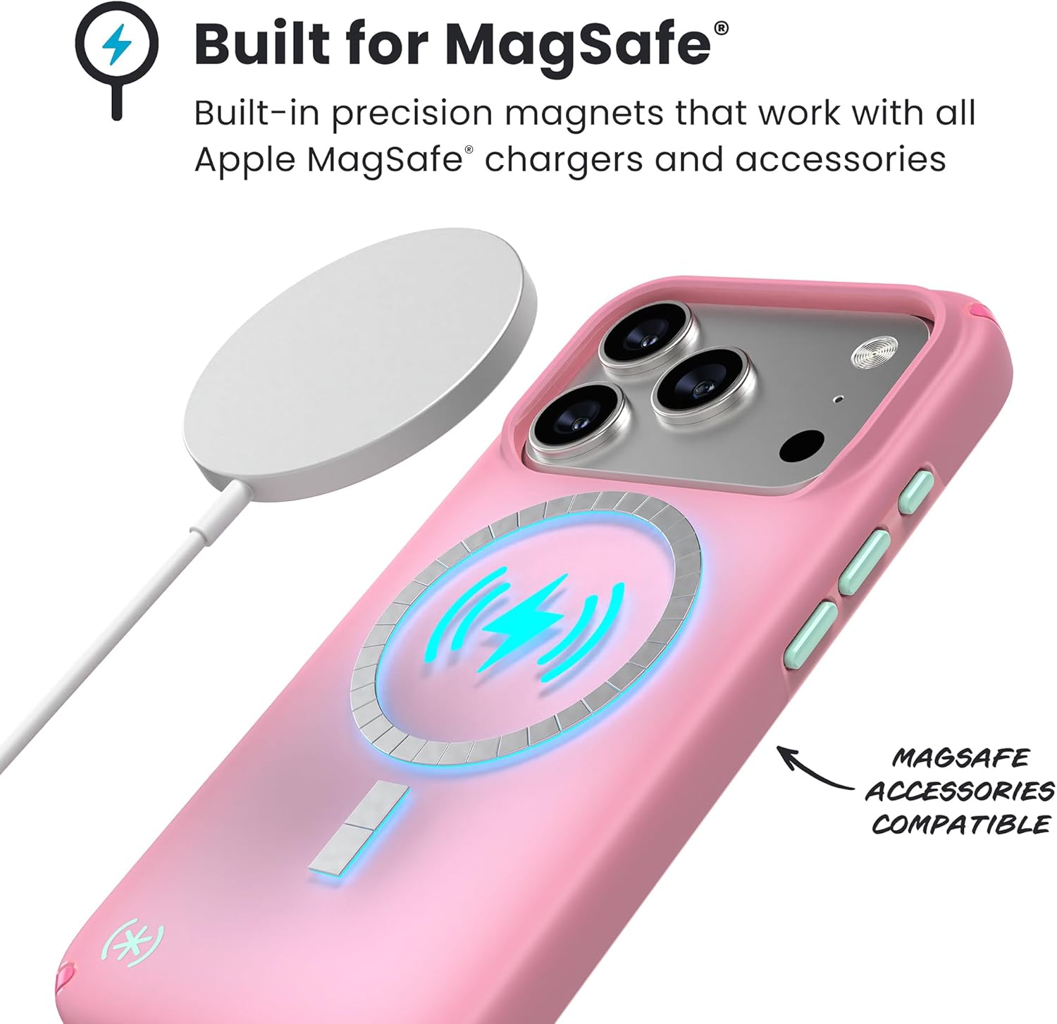 Speck Presidio LUX for iPhone 17 Pro Case, MagSafe-Compatible, Slim Protective Case, IBIS Pink/Dark IBIS/KANOM Green - Image 4