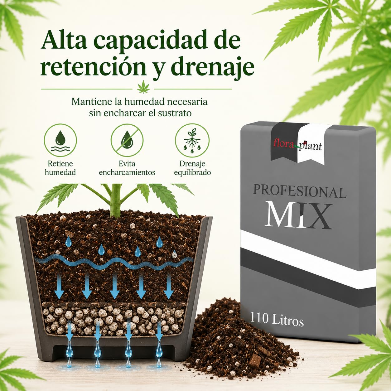 Floraplant Sustrato Enraizante 110L Plantas Canna Marihuana con Abono Estimulador de la Floración,