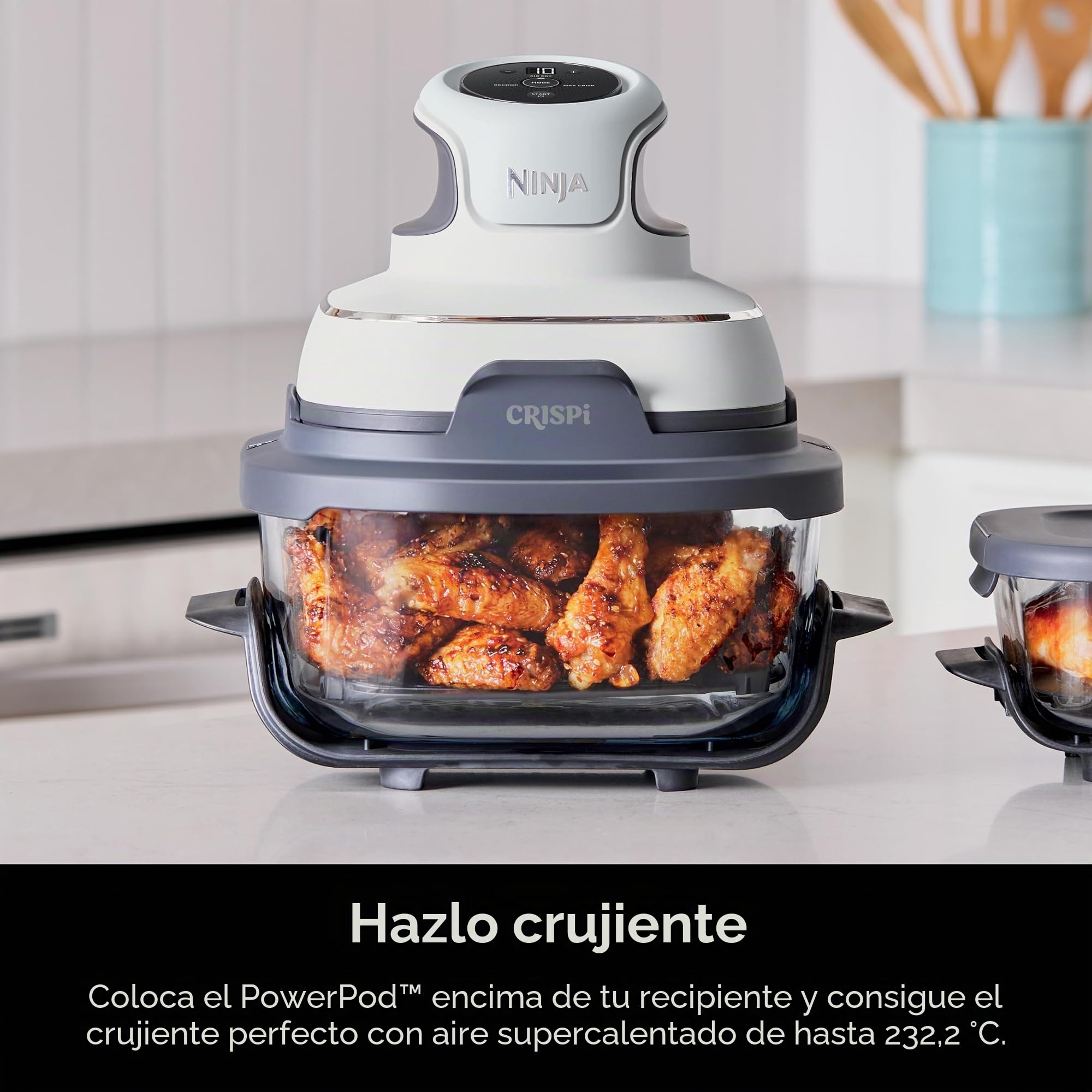 Ninja Contenedor de cristalería TempWare de 4 cuartos con tapa de almacenamiento, sistema de cocción portátil Crispi compatible, apto para microondas, congelador y lavavajillas, superficie de cocción