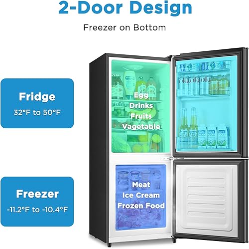 Miniatura 3 de Refrigerador pequeño de 4.0 pies cúbicos con congelador inferior, refrigerador pequeño y compacto con congelador en la parte inferior, 2 puertas