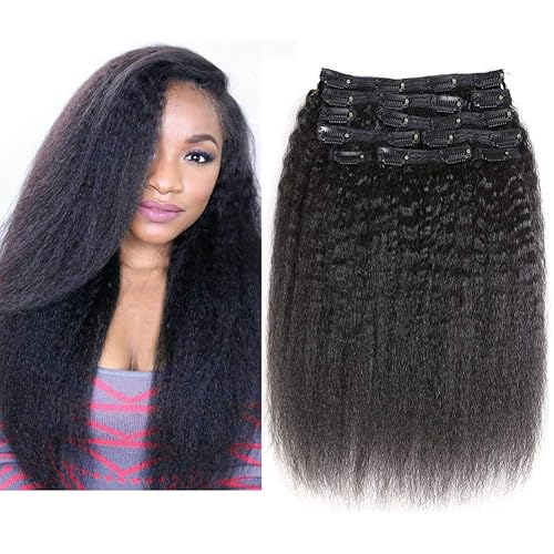 YAMI Extensiones de cabello humano rizado liso con clip, para mujeres negras, 10 unidades, extensiones de cabello humano virgen brasileño con clip, disponible en Yaxa Peru