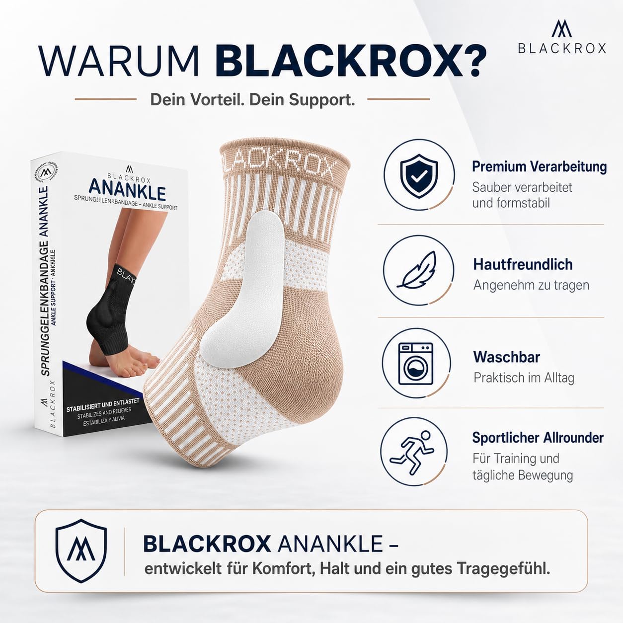 BLACKROX Tobillera [ganador de la comparación 2024] Talla S-L | Para hombre y mujer | Vendaje para el tobillo | Perfecto para deportes, fútbol, correr y culturismo | ANANKLE | Rosa talla S