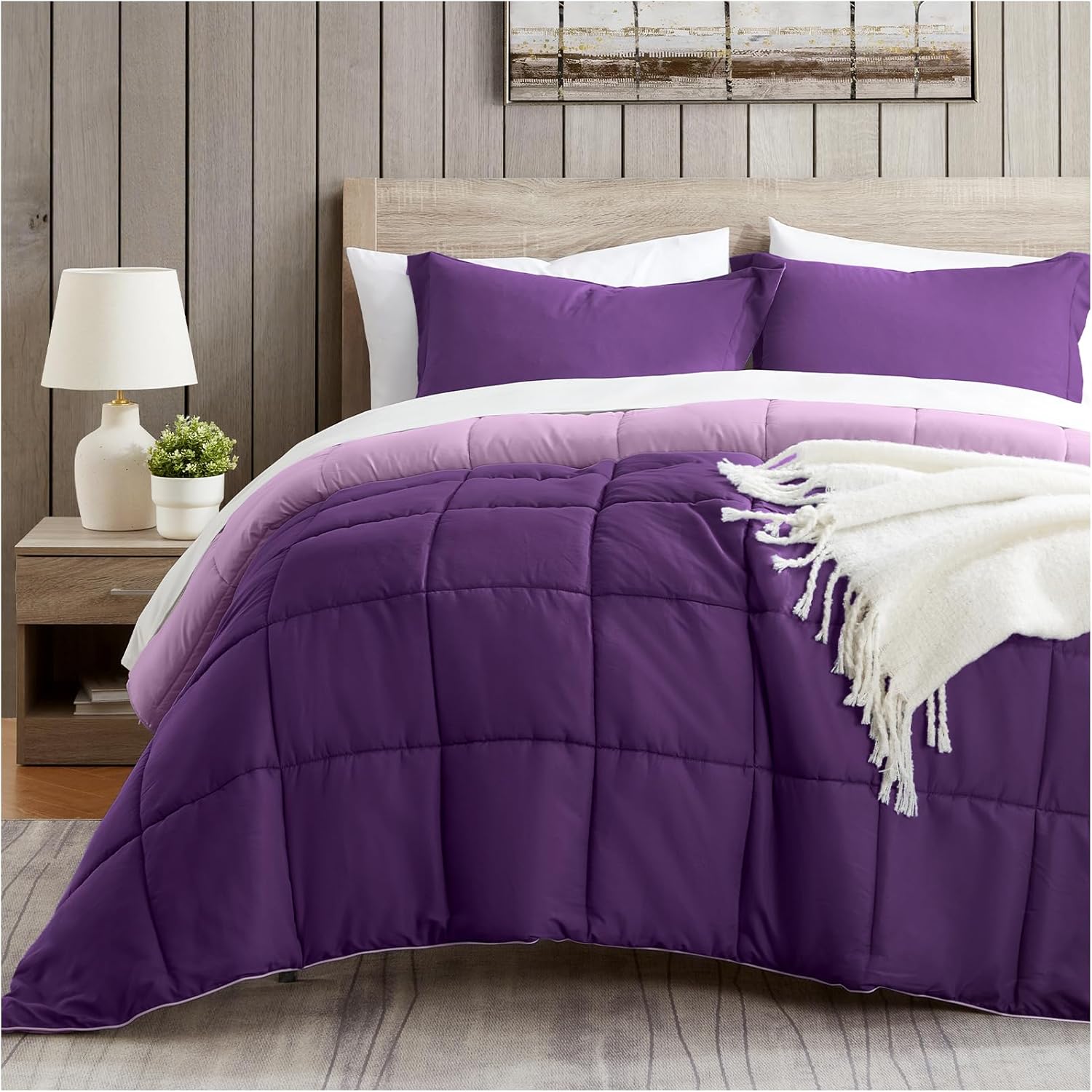 satisomnia Full Comforter Set Dark Purple, Lightweight