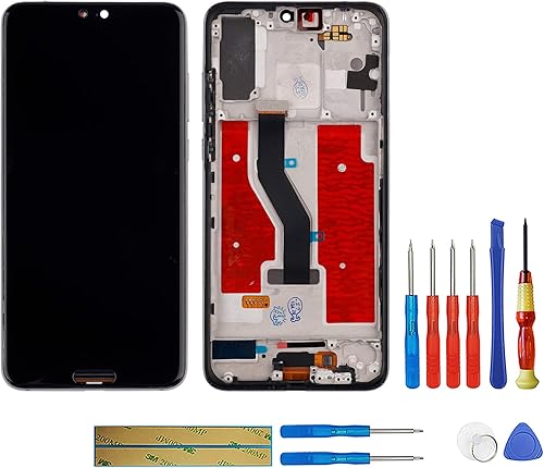 TFT compatible con Huawei P20 Pro (negro con marco), pantalla LCD táctil + herramientas