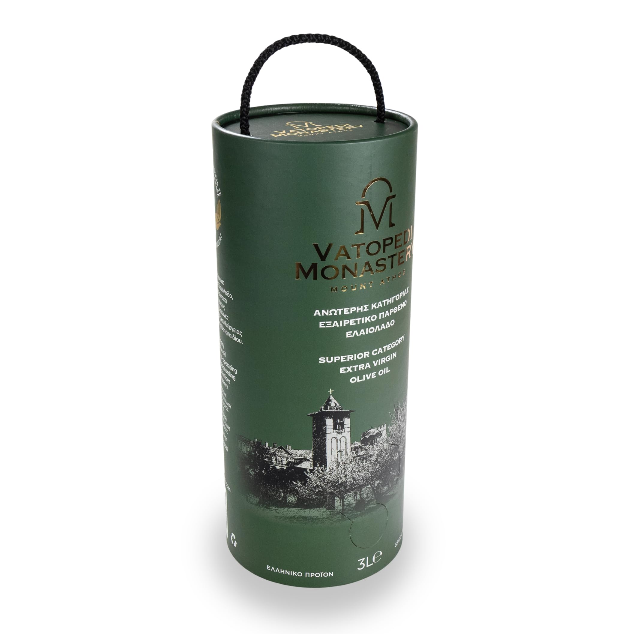 Huile d'Olive Vierge Extra de Catégorie Supérieure du Monastère de Vatopedi, Mont Athos - 3L