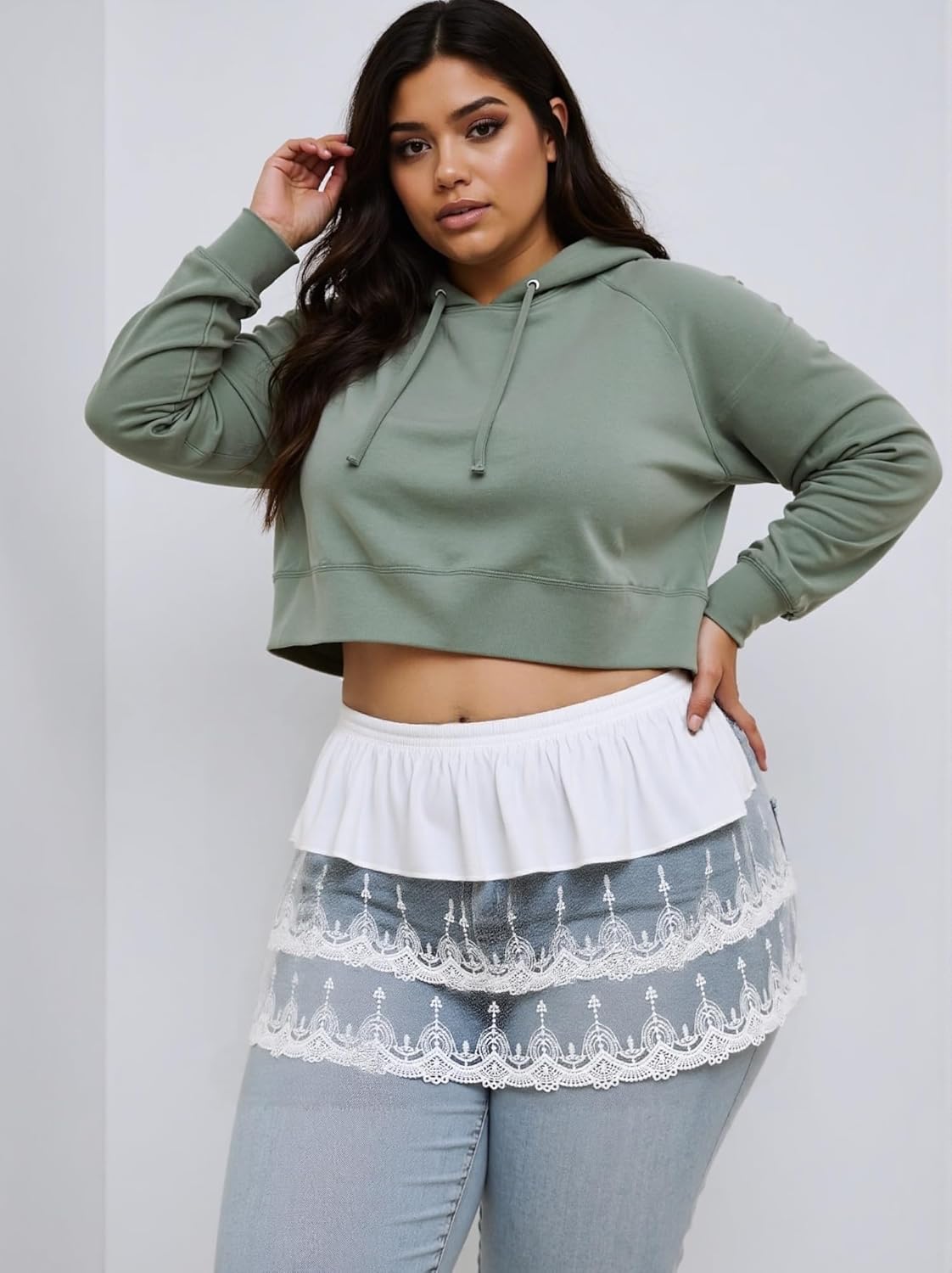 Vanrose Jan Womens Lace Shirt Extender See Through Lace Underskirts Layering Half Slip Clothing Accessories - Image 2