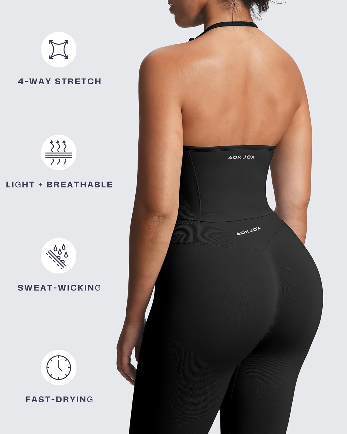 Aoxjox Workout Seamless Sleeveless for Women Adjustable Halter Impact Longline Strappy Top Yoga Crop Tanks - Image 4