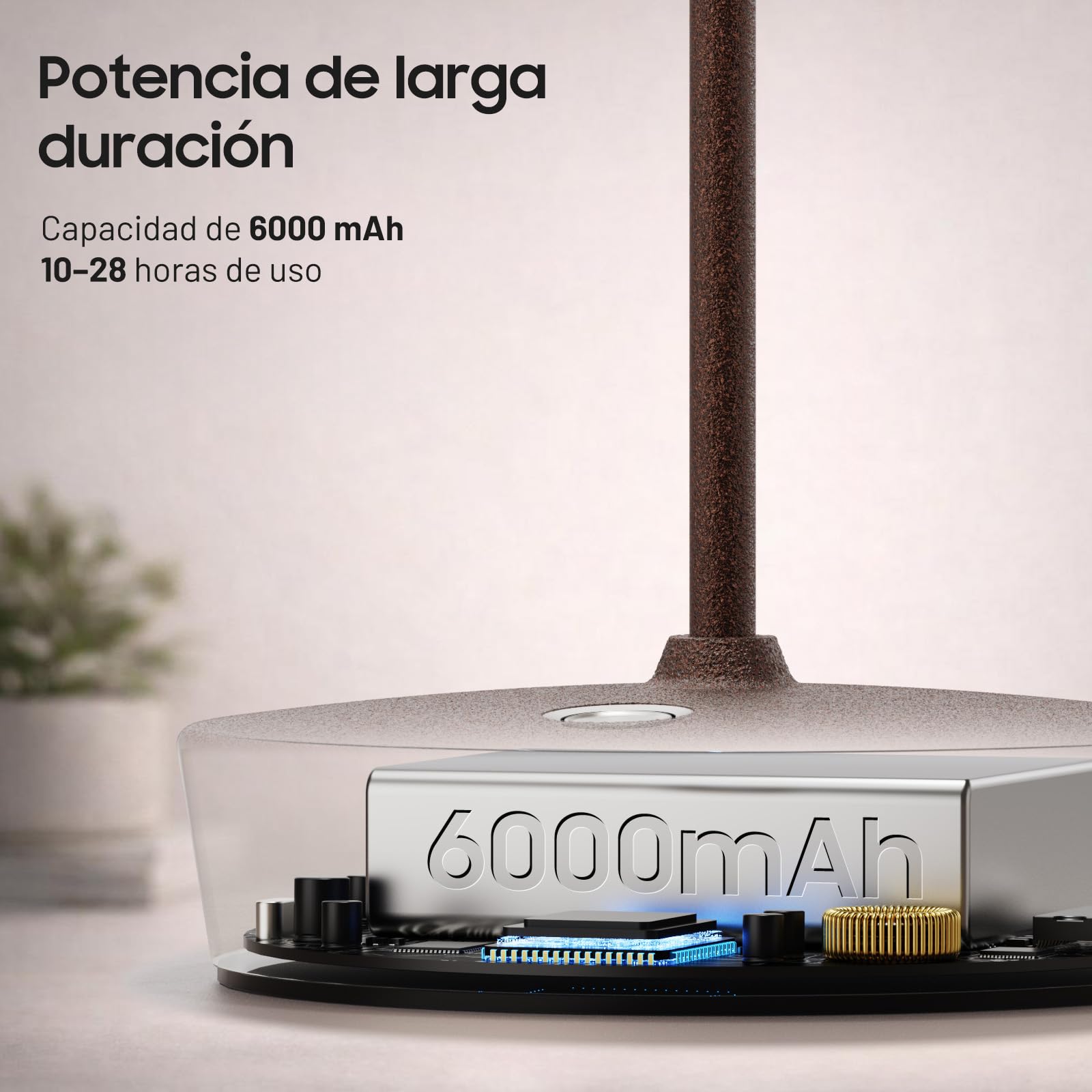 Lámpara de Mesa sin Cable LED Recargable 6000mAh, 3 Modos de Luz, Brillo Regulable Táctil, IP54, con Memoria, para Dormitorio, Terraza y Exteriorr (2x Corten)