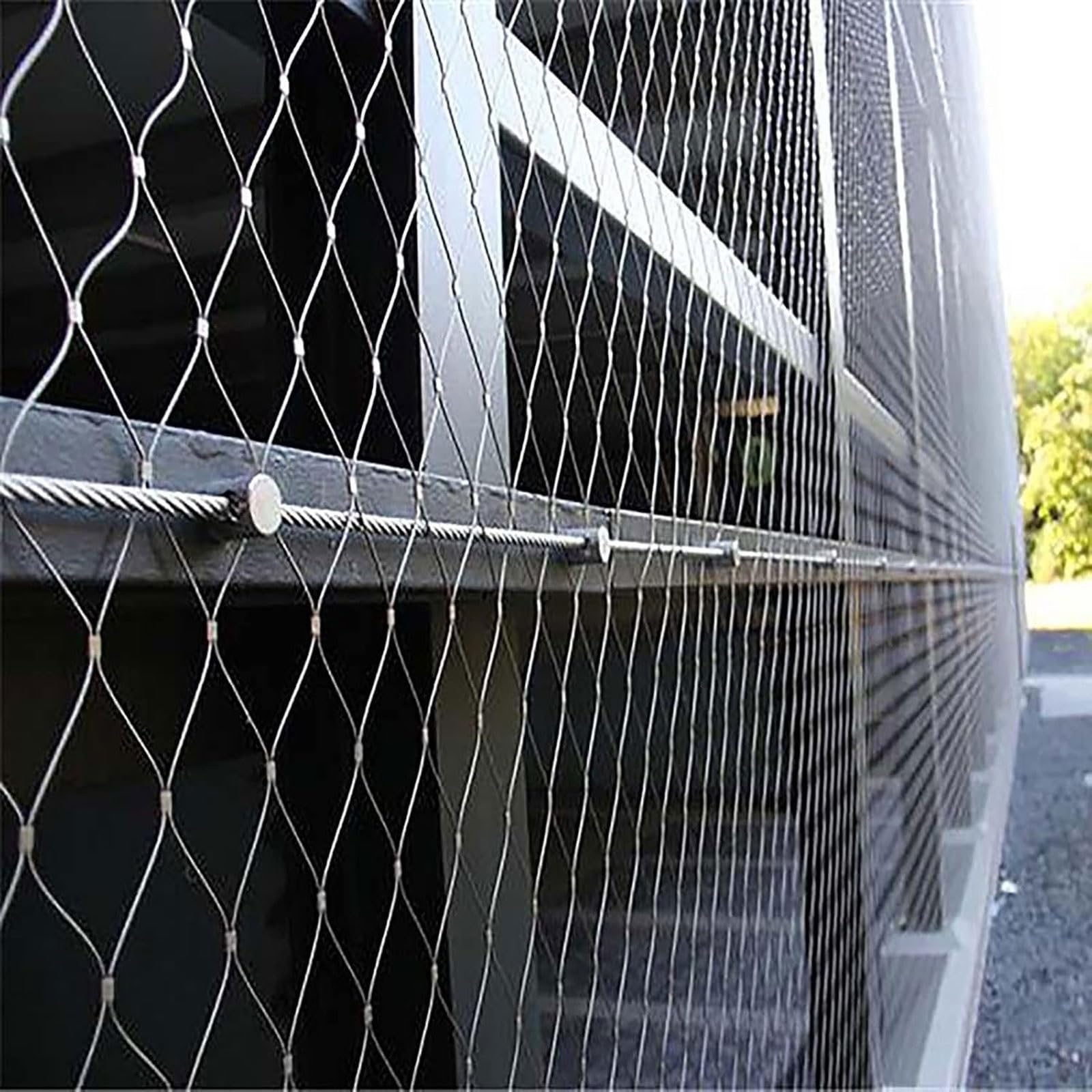 Generisch Robustes Edelstahl-Drahtgewebe 2 mm - 10 cm verstellbar für Terrassen, Gärten, Fußballplätze (5 x 10 m / 16,4 x 32,8 ft) - Feinmaschiges Netz für erhöhte Stabilität