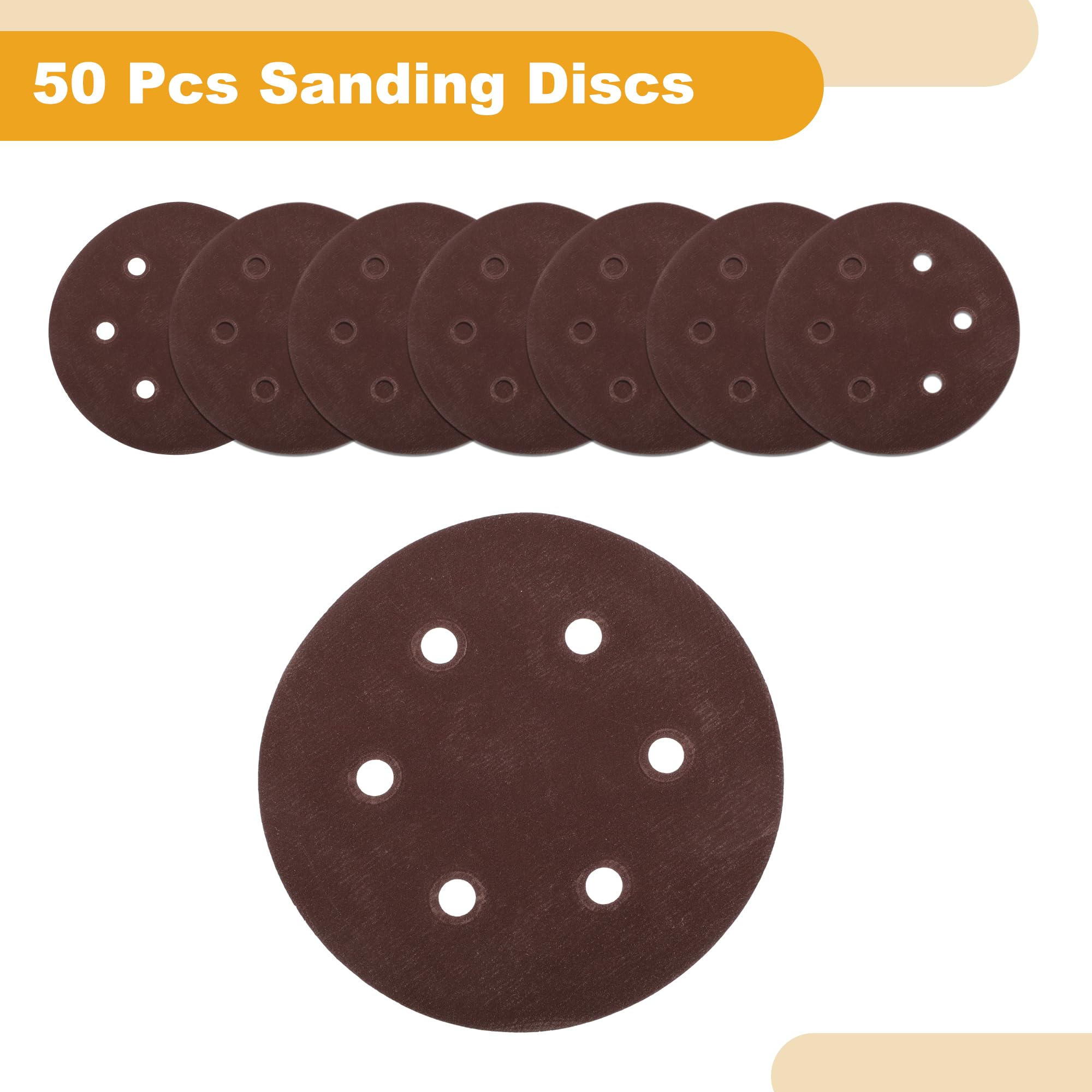 Partuto 50 Pcs 6inch 6 Hole 600 Grit Universal Sanding Discs - Round Hook and Loop Sandpaper - White Paper Red - Image 4