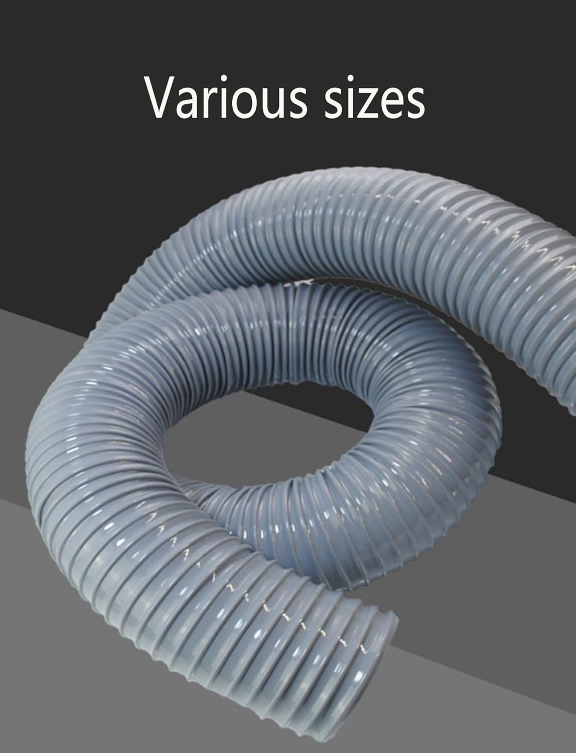 300cm/118in lenght Grey Flexible PVC Air Duct Hose, for Ventilation, Woodworking, Industrial Vacuum, Machine, Exhaust(14x300cm/5.5x118.1")