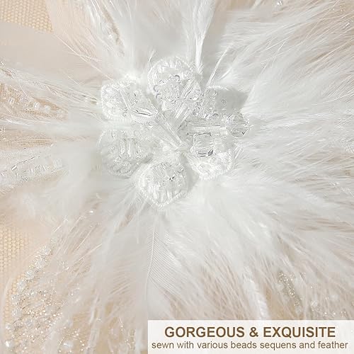 Miniatura 6 de Adornos con apliques de plumas blancas para vestido, ropa, sombreros para coser en cuentas de lentejuelas y diamantes de imitación para ropa, tela