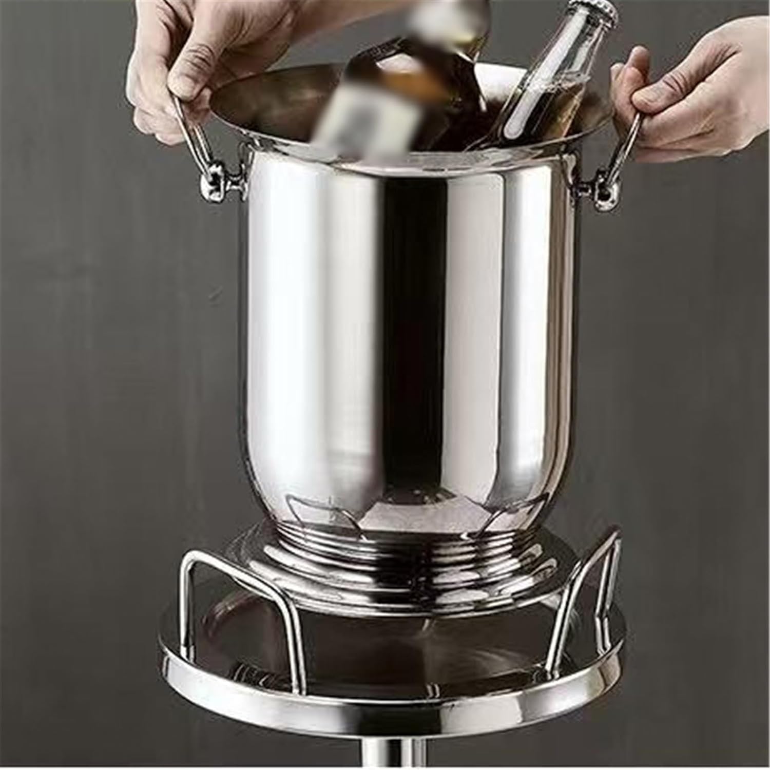 ice bucket for drink Creative Stainless Steel Ice Bucket With Stand For Party Bar Ktv Bbq Home
