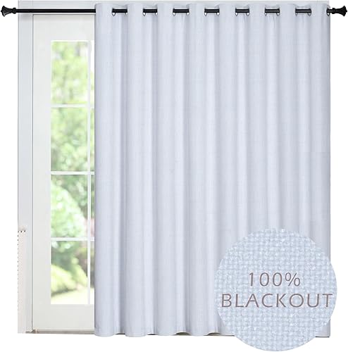 GRALI-DECOR Cortina texturizada de lino 100% opaca para puerta corrediza de patio, cortina divisora de pared extra ancha para el hogar (100 pulgadas