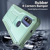 Vista 5 de ExoGuard Funda para Moto G Pure, funda de goma a prueba de golpes de cuerpo completo con protector de pantalla de vidrio templado con soporte Verde