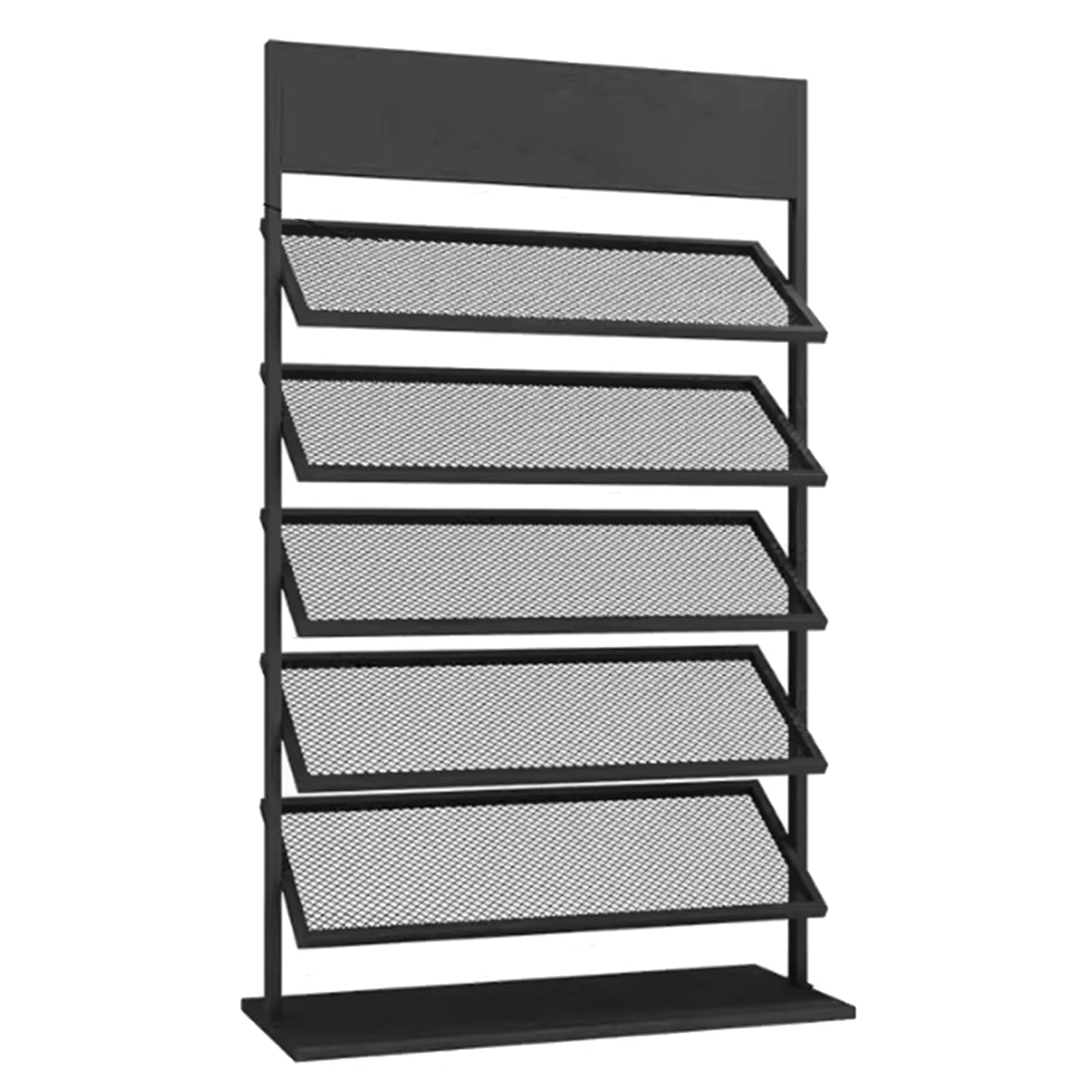 YNBSHGAA 5-Tier Freestanding Floor Tile Display Rack, Porcelain Marble Slab Showcase Stand for Exhibit Retail, 31.5 Inch,6-Black-80cm/31.5in