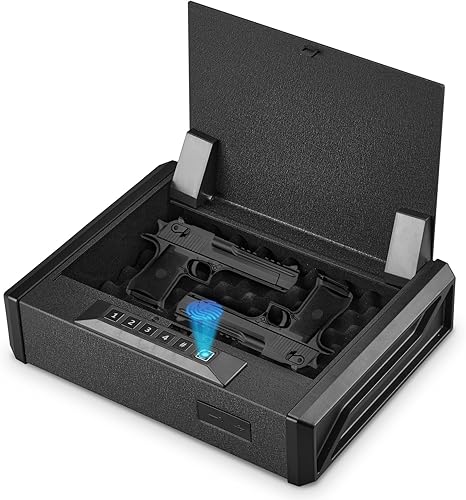 Garvee Caja fuerte para armas, caja fuerte biométrica para armas, segura para armas de mano, 3 maneras de acceso rápido, caja fuerte con bloqueo de