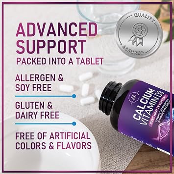 Calcium 1200 mg per Serving with Vitamin D3 - Bone Health Support Supplement, Calcium Supplements for Women & Men - Bone Strength, Teeth, Immune Support, Calcium Carbonate, USA Bottled - 120 Tablets