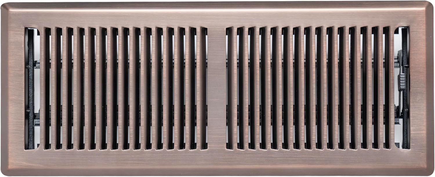 [4 Pack] Fits 4x12 and 12x4 Duct Opening | Floor Register with Contemporary Louvered Design by Handua | Heavy Duty Walkable Design | Damper | Floor Vent | Easy to Adjust Air Supply Lever | Bronze