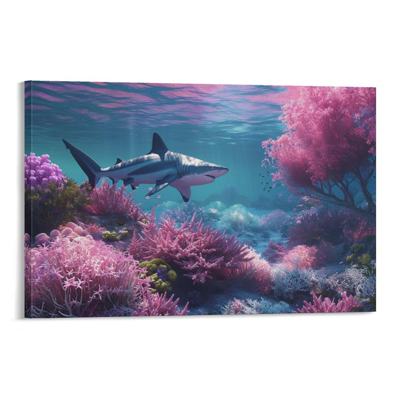 Amazon.co.jp: 絵画 珊瑚海を通過するサメインテリア 絵画 超リアルな 