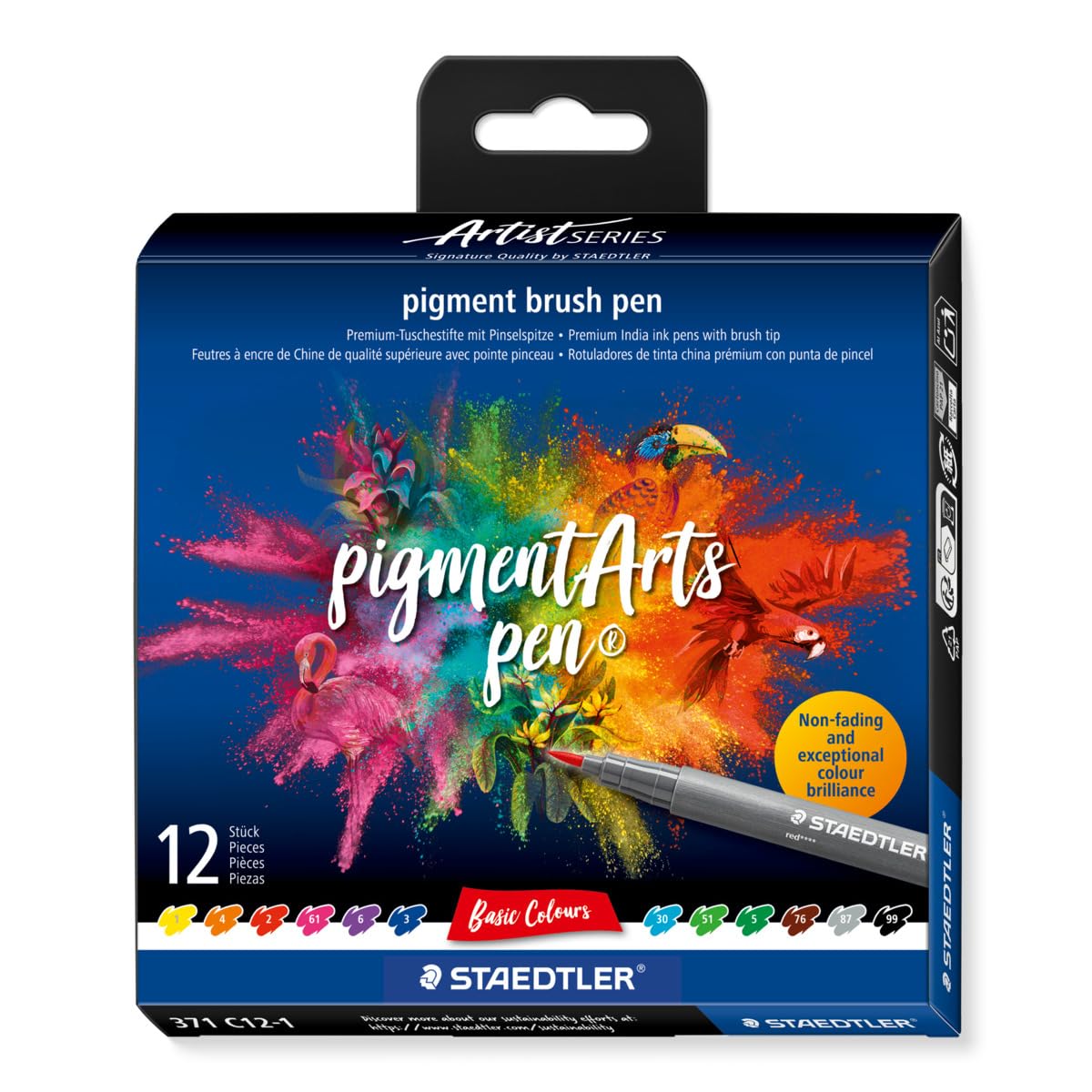 Staedtler Pigment Arts Brush Pen Set of 12 Basic
