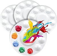 Vista 10 de FANDAMEI Paleta de Pintura, Bandejas de Pintura para Niños, Paletas de Pintura con 10 Cavidades para Adultos y Niños, Paletas Redondas de Pintura