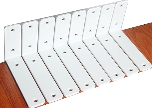 Miniatura 39 de Paquete de 12 soportes de hierro en L, negro, 12 pulgadas de largo x 8 pulgadas de alto x 1.5 pulgadas de ancho, 13/64 pulgadas de grosor, para