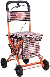 Andarilho Leve Andarilho Portátil com Assento Estrutura para Andar Carrinho com Saco Carrinho de Compras Carrinho de Bebê Scooter Dobrável Sistema de Travão Duplo 4 Rodas (Color : B)