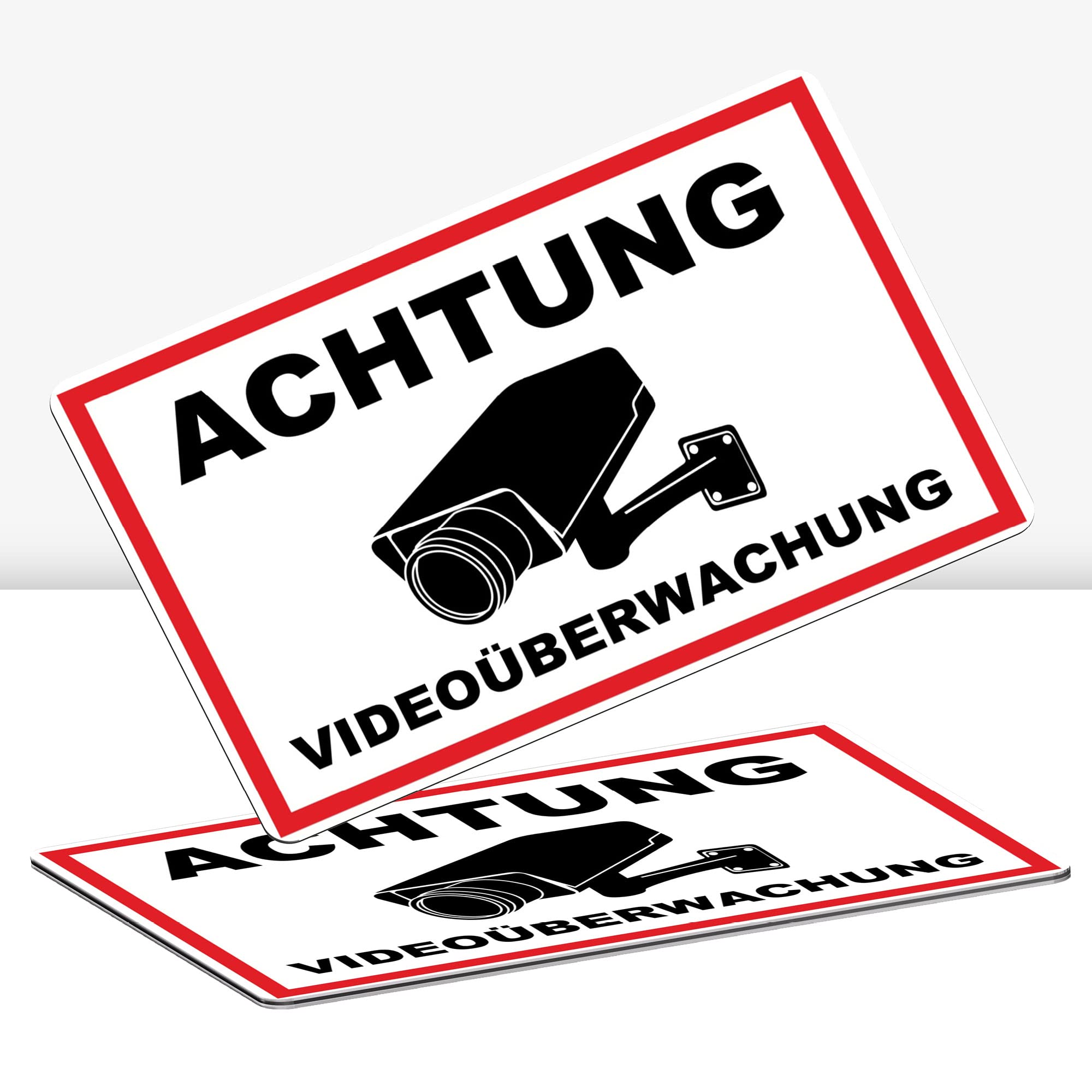 2 Stück XXL Achtung Videoüberwachung Schild 40 x 30 cm Alu 3mm Alu-Dibond stabile Aluminiumverbundplatte dieser Bereich wird überwacht mit UV-Schutz von STROBO