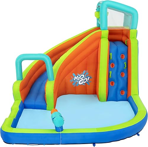 Miniatura 4 de Bestway H2OGO! Parque acuático inflable para niños Lava Splash Tobogán al aire libre, pared de escalada, piscina de chapoteo, aspersor Ideal