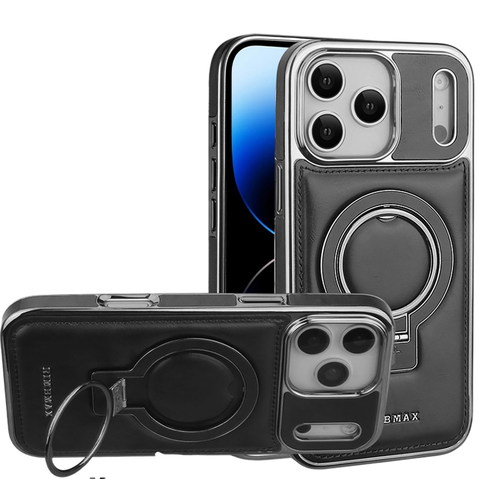 Étui cuir iPhone 17 Pro avec support invisible MagSafe chic noir - 8