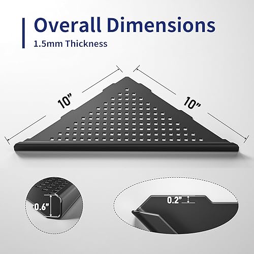 Miniatura 5 de Estante esquinero de ducha de 2 unidades, estante de acero inoxidable 304 para baño, estante de lechada de 10 pulgadas para pared de azulejos, no