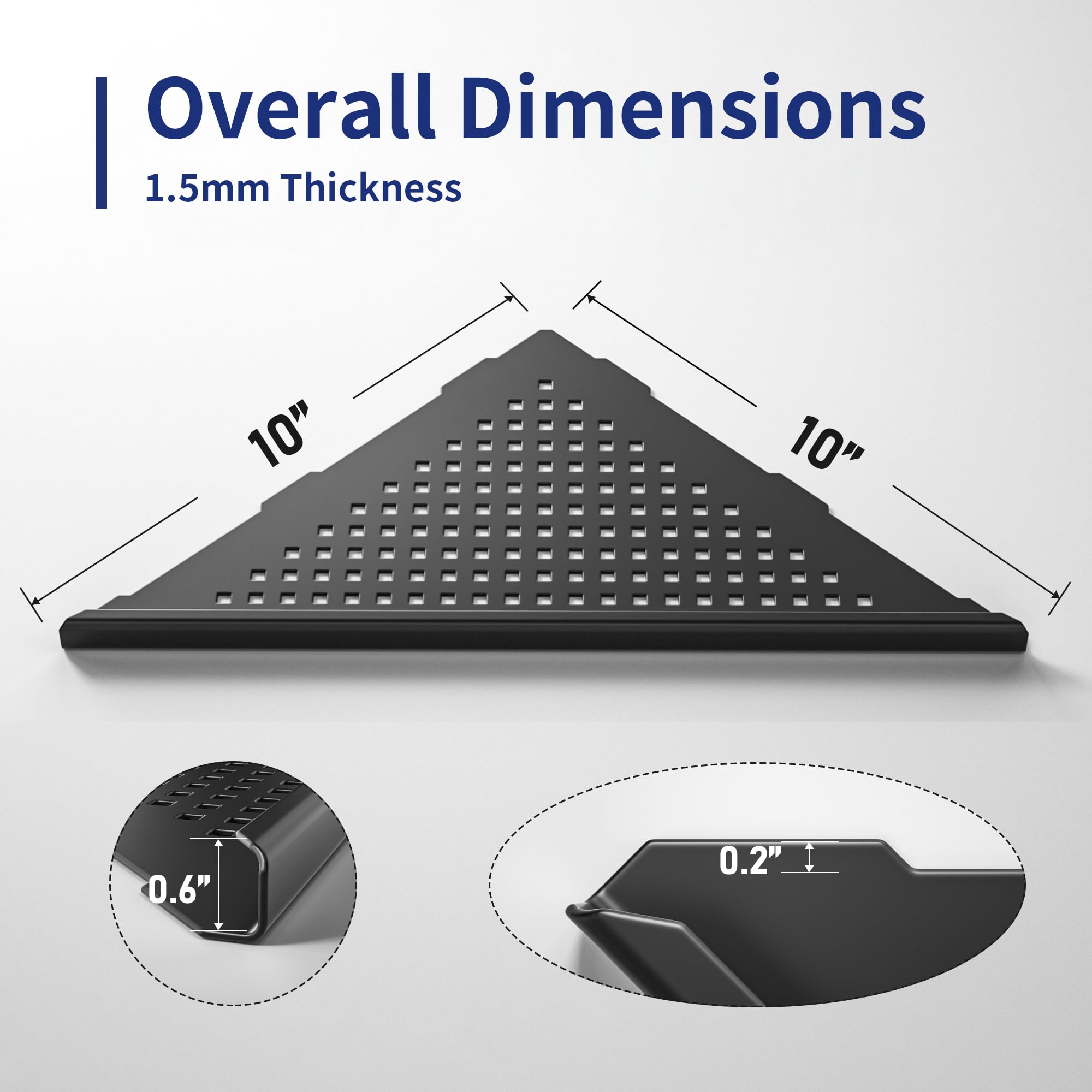 Mensola Angolare Per Doccia In Acciaio Inox 304 - 2 Pezzi, Forma Trapezoidale 30,5 Cm - Ripiani Da Incasso Per Piastrelle, Senza Fori, Argento