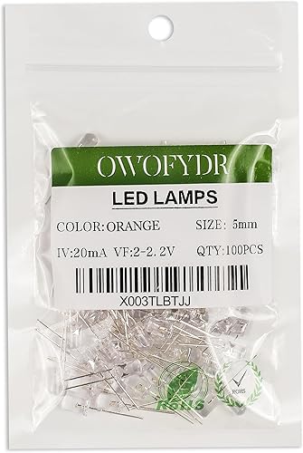 Miniatura 4 de 100 0.197 in naranja LED diodo lámpara (lente transparente redonda DC 3V 20mA) Iluminación bombilla lámpara indicador componente electrónico diodo