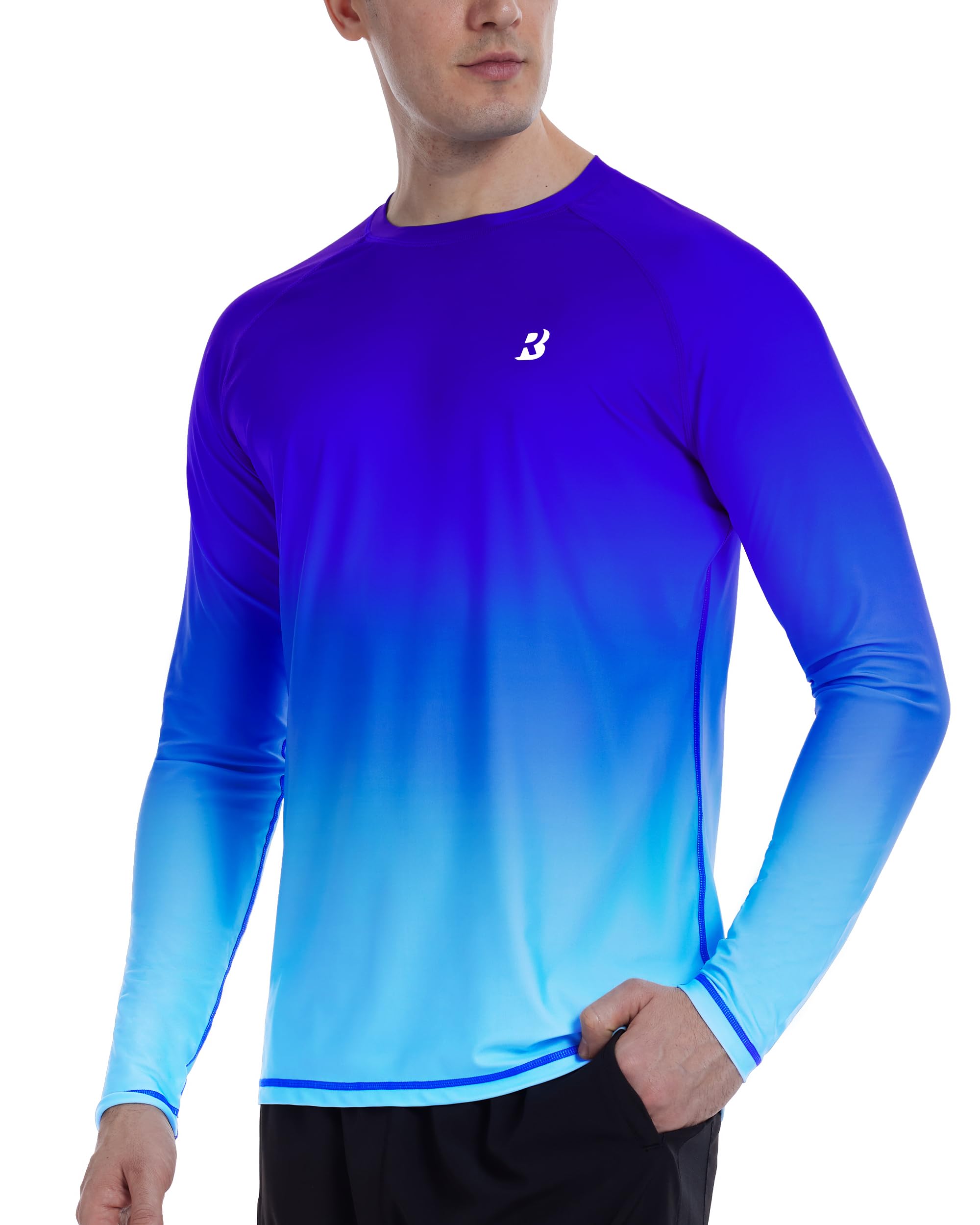 Roadbox Men's UPF 50+ Sun Protection Shirt Long Sleeve, Quick Dry Breathable Rash Guard for Swimming Fishing, Hiking & Running