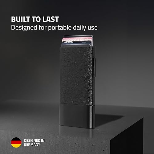 Miniatura 6 de Fidelo Cartera minimalista para hombre Soporte delgado para tarjetas de crédito con clip para dinero, bolsillo frontal con bloqueo RFID, Cuero sin