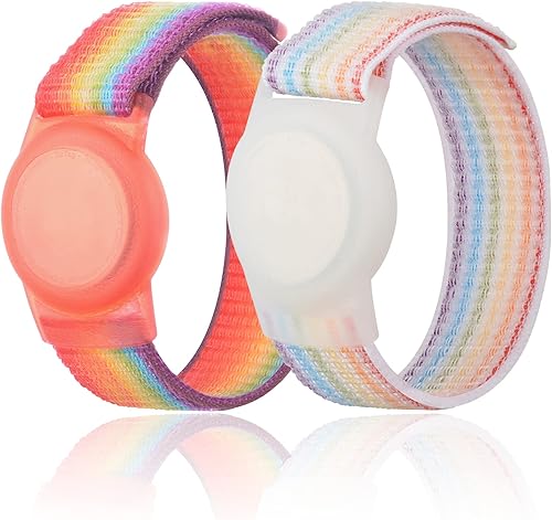 Pulsera para niños compatible con Apple AirTag, funda protectora para rastreador GPS Air Tag con pulsera de nailon, correa de reloj ajustable