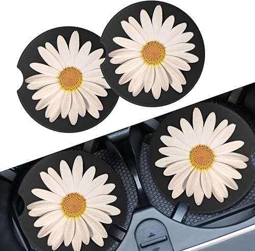 Miniatura 1 de 2 posavasos de margaritas para automóvil, antideslizantes, portavasos absorbentes para automóvil, son aptos para el hogar, oficina, sala de té