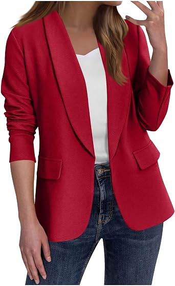 Blazers for Women Business Casual Suit Jacket Lapel Collar Long Sleeve Blazer Work Office Jacket Open Front Cardigan