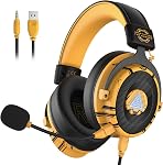 EKSA E900 Pro USB Gaming Headset, Wired Headphone with Microphone Noise Cancelling, Detachable Mic, 7.1 Surround Sound, USB & 3.5MM 2m Long Cord,Headphones for PC, PS5, Xbox, Switch, Computer, Laptop