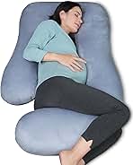 MOON PARK Pregnancy Pillows for Sleeping - U Shaped Full Body Maternity Pillow with Removable Cover - Support for Back, Legs, Belly, HIPS - 57 Inch Pregnancy Pillow for Women - Grey
