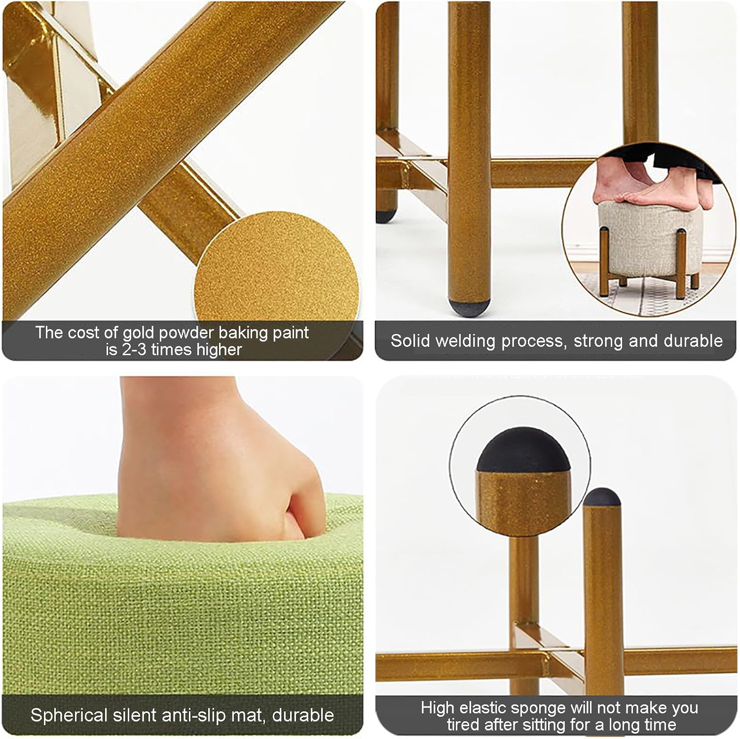 Round Velvet Ottoman Foot Rest,Modern Upholstered Footstool Ottoman Luxury Coffee Table with Removable and Washable Cover for Living Room Bedroom Sofa,3 Height Options (28x28x20-31cm(11x8x8-12"), 7)